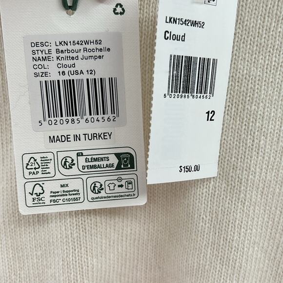 Barbour Women's Rochelle Knitted Jumper - Cloud - 12 - New with tags - Picture 3 of 7